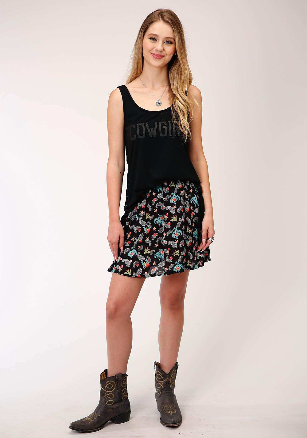 Roper Womens Black Cowgirl Print Skirt - Roper - Flyclothing LLC