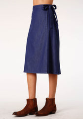 Roper Womens Indigo Denim Wrap Skirt - Roper
