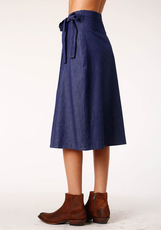 Roper Womens Indigo Denim Wrap Skirt - Roper