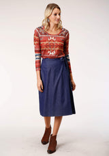 Roper Womens Indigo Denim Wrap Skirt - Roper - Flyclothing LLC