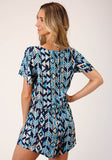 Roper Womens Modern Aztec Print Short Sleeve Romper - Roper
