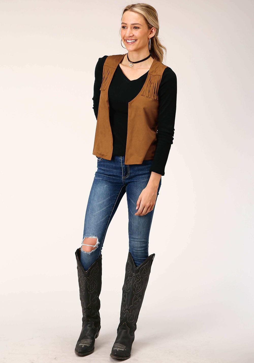 Roper Womens Brown Poly Suede Vest - Roper - Flyclothing LLC