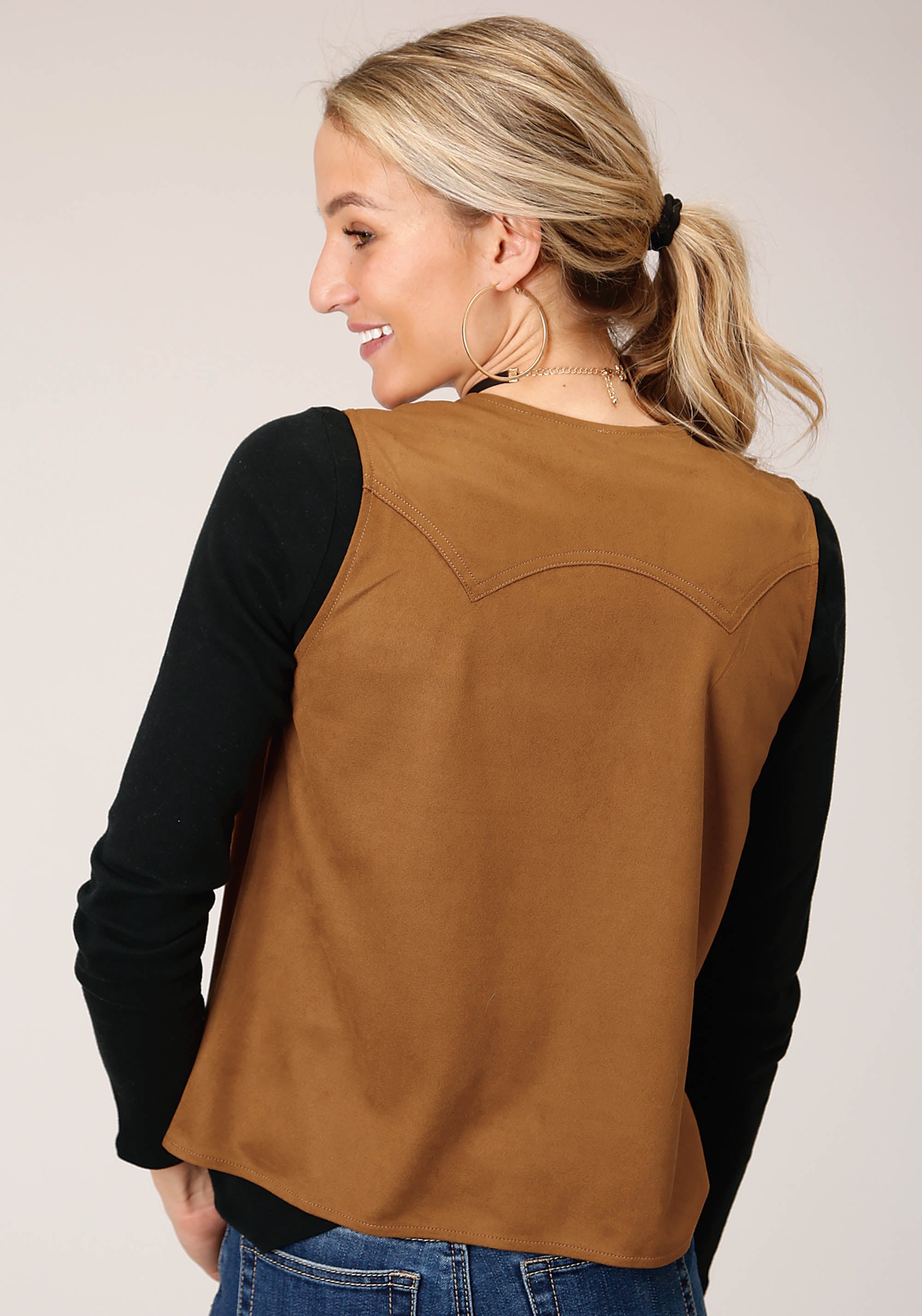 Roper Womens Brown Poly Suede Vest