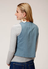 Roper Womens Light Blue Cotton Denim Vest