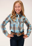 Roper Girls Long Sleeve Snap Beach Dobby Western Shirt - Roper