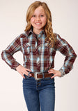Roper Girls Long Sleeve Snap Southwest Plaid Western Shirt - Roper
