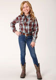 Roper Girls Long Sleeve Snap Southwest Plaid Western Shirt - Roper