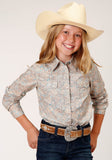 Roper Girls Long Sleeve Snap Dot Paisley Print Western Shirt - Roper