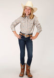 Roper Girls Long Sleeve Snap Dot Paisley Print Western Shirt - Roper