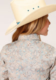 Roper Girls Long Sleeve Snap Dot Paisley Print Western Shirt - Roper