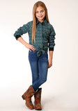 Roper Girls Long Sleeve Snap Diamond Aztec Print Western Shirt - Roper