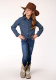 Roper Girls Long Sleeve Snap North South Arrows Western Shirt - Roper