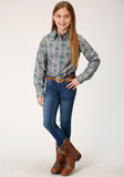Roper Girls Long Sleeve Snap Geometric Aztec Western Shirt - Roper