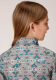 Roper Girls Long Sleeve Snap Geometric Aztec Western Shirt - Roper