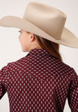 Roper Girls Long Sleeve Snap Point Diamonds Wine Western Shirt - Roper
