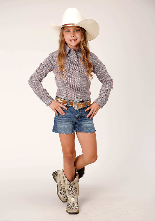 Roper Girls Long Sleeve Snap Climbing Diamond Western Shirt - Roper - Flyclothing LLC