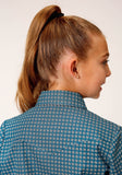 Roper Girls Long Sleeve Snap Azure Neat Western Shirt - Roper