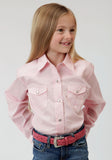 Roper Girls Pink Solid Long Sleeve Western Snap Shirt - Roper