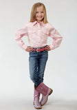 Roper Girls Pink Solid Long Sleeve Western Snap Shirt - Roper