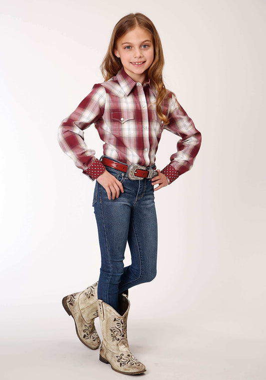 Roper Girls Long Sleeve Snap Red Ombre Western Shirt - Roper - Flyclothing LLC
