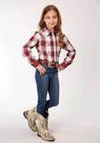 Roper Girls Long Sleeve Snap Red Ombre Western Shirt - Roper