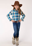 Roper Girls Long Sleeve Snap Sunset Plaid Western Shirt - Roper