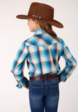 Roper Girls Long Sleeve Snap Sunset Plaid Western Shirt - Roper