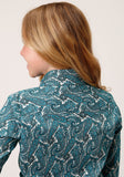 Roper Girls Long Sleeve Button Upstream Paisley Western Shirt - Roper