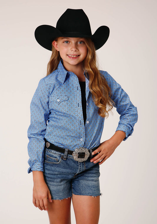 Roper Girls Long Sleeve Button Thistle Foulard Western Shirt - Roper