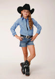 Roper Girls Long Sleeve Button Thistle Foulard Western Shirt - Roper