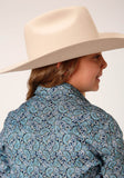 Roper Girls Long Sleeve Button Peacock Paisley Western Shirt - Roper