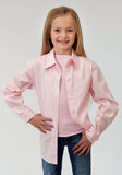Roper Girls Pink Solid Long Sleeve Western Button Shirt - Roper