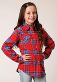 Roper Girls Long Sleeve Button Unlined Flannel Western Shirt - Roper