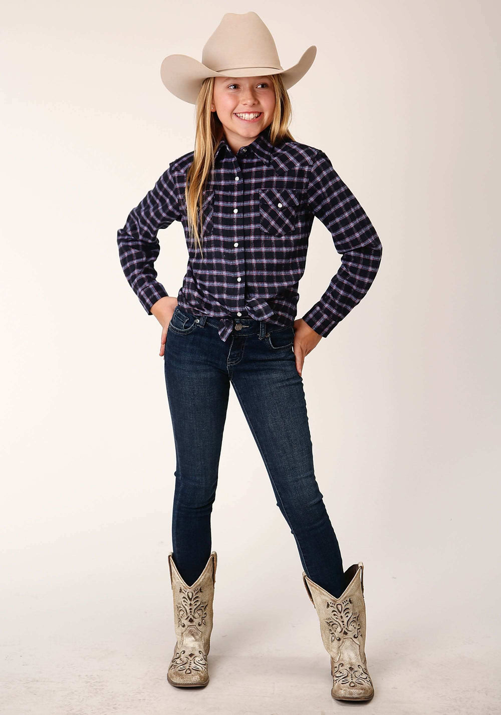 Roper Girls Long Sleeve Button Unlined Flannel Western Shirt - Roper - Flyclothing LLC