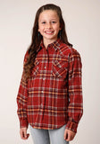 Roper Girls Long Sleeve Button Unlined Flannel Western Shirt - Roper