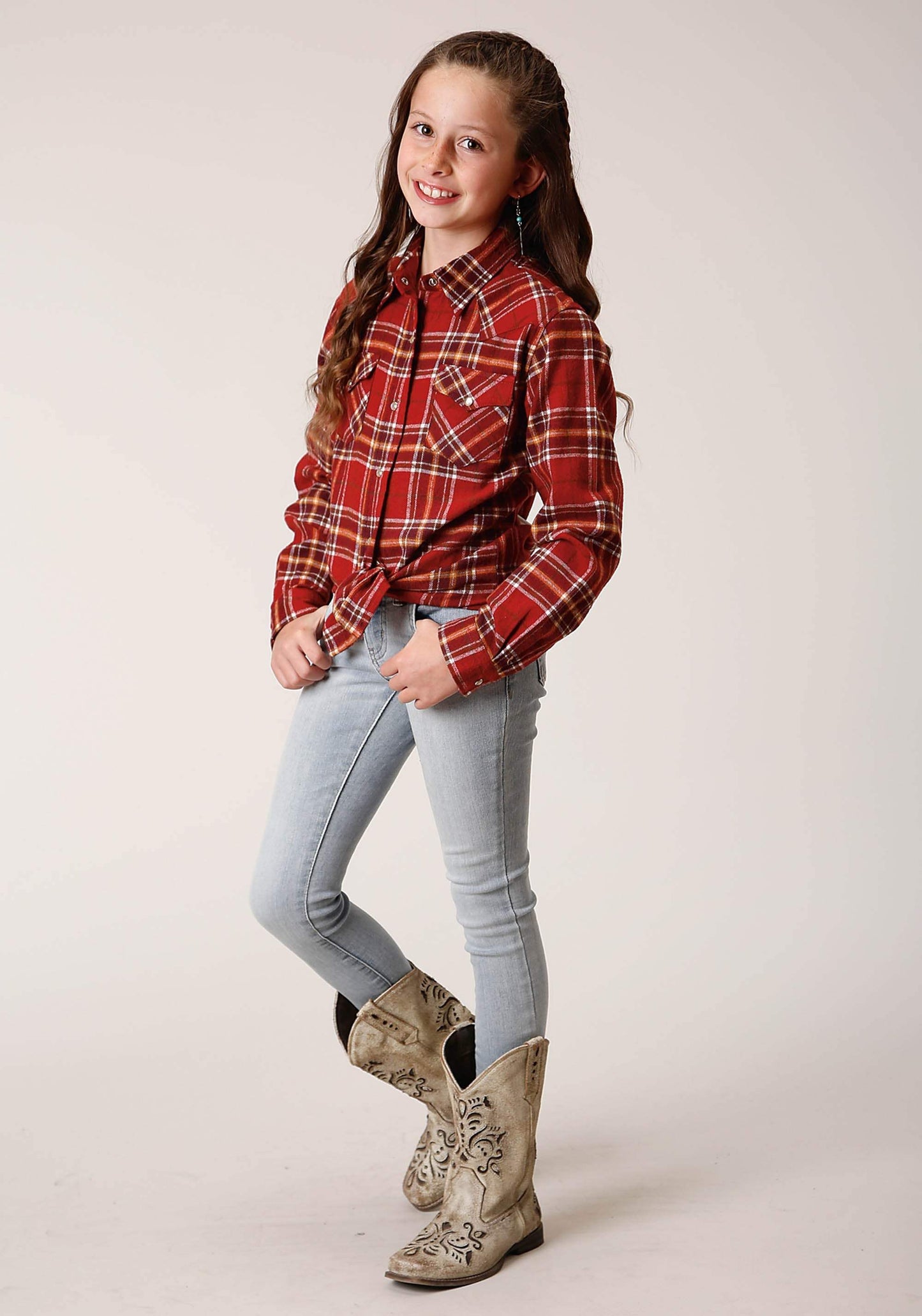 Roper Girls Long Sleeve Button Unlined Flannel Western Shirt - Roper - Flyclothing LLC