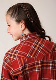 Roper Girls Long Sleeve Button Unlined Flannel Western Shirt - Roper