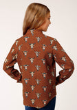 Roper Girls Long Sleeve Snap Cowskulls Print Shirt - Roper