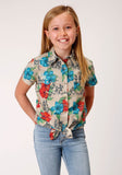 Roper Girls Short Sleeve Snap Trail Ride Tropical Western Shirt - Roper