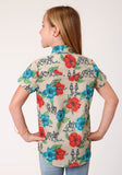 Roper Girls Short Sleeve Snap Trail Ride Tropical Western Shirt - Roper