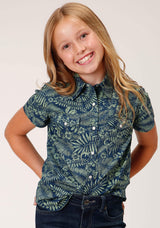 Roper Girls Short Sleeve Snap Lucky Tropical Print Western Shirt - Roper - Flyclothing LLC