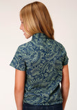 Roper Girls Short Sleeve Snap Lucky Tropical Print Western Shirt - Roper