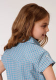 Roper Girls Short Sleeve Snap Stretch Check Western Shirt - Roper