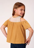 Roper Girls Short Sleeve Button Dip Dye Cotton Western Shirt - Roper
