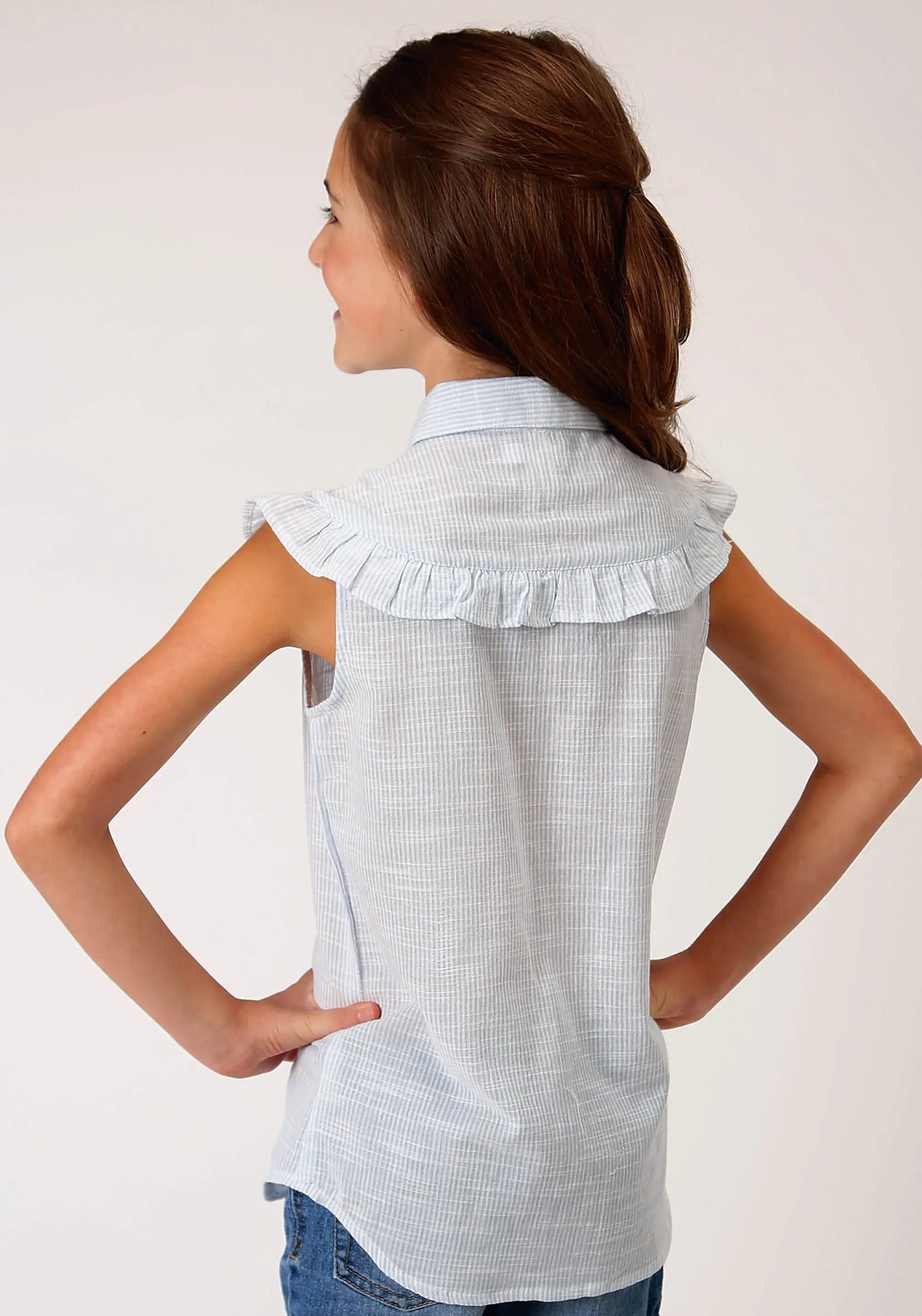 Roper Girls Girls Ruffle Yoke Sleeveless Snap Western Shirt - Roper - Flyclothing LLC