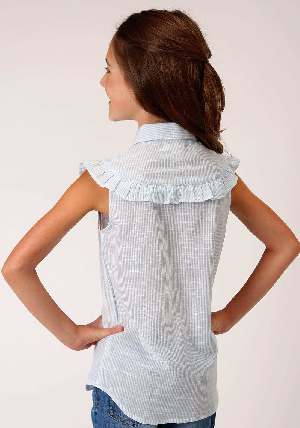 Roper Girls Girls Ruffle Yoke Sleeveless Snap Western Shirt - Roper - Flyclothing LLC