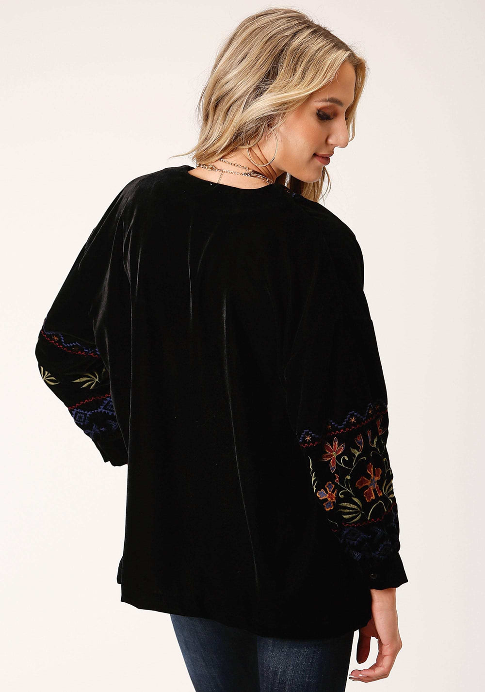 Roper Womens Black Velvet Open Front Jacket - Roper - Flyclothing LLC