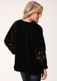 Roper Womens Black Velvet Open Front Jacket - Roper