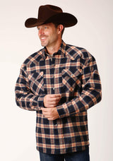 Roper Mens Long Sleeve Snap Sherpa Lined Flannel Shirt Jacket - Roper - Flyclothing LLC