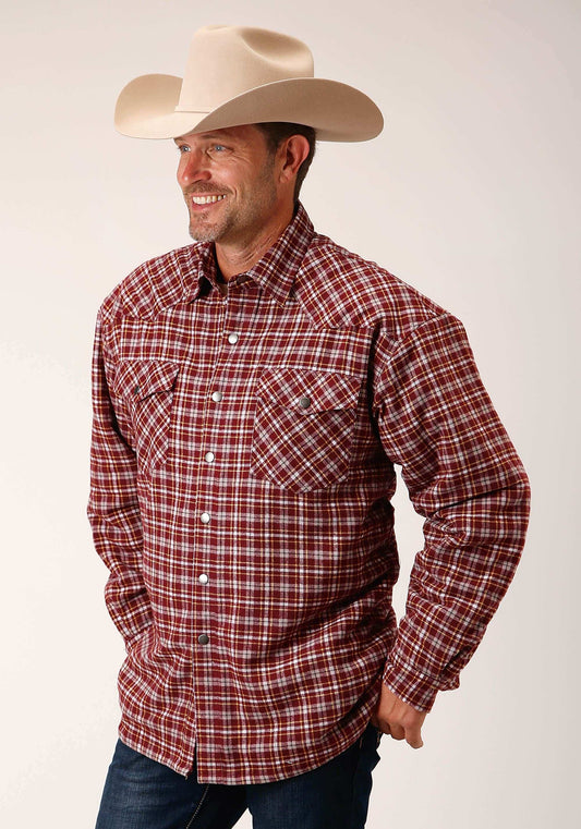 Roper Mens Long Sleeve Snap Sherpa Lined Flannel Shirt Jacket - Roper - Flyclothing LLC
